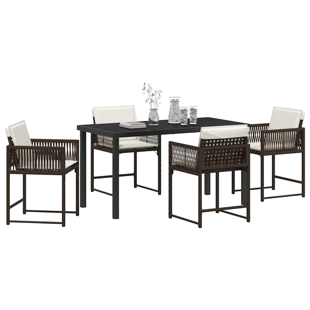 Set da Pranzo per Giardino 5 pcs Marrone polyrattan - homemem39