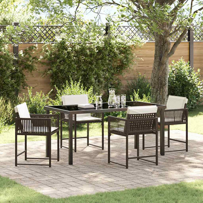 Set da Pranzo per Giardino 5 pcs Marrone polyrattan - homemem39