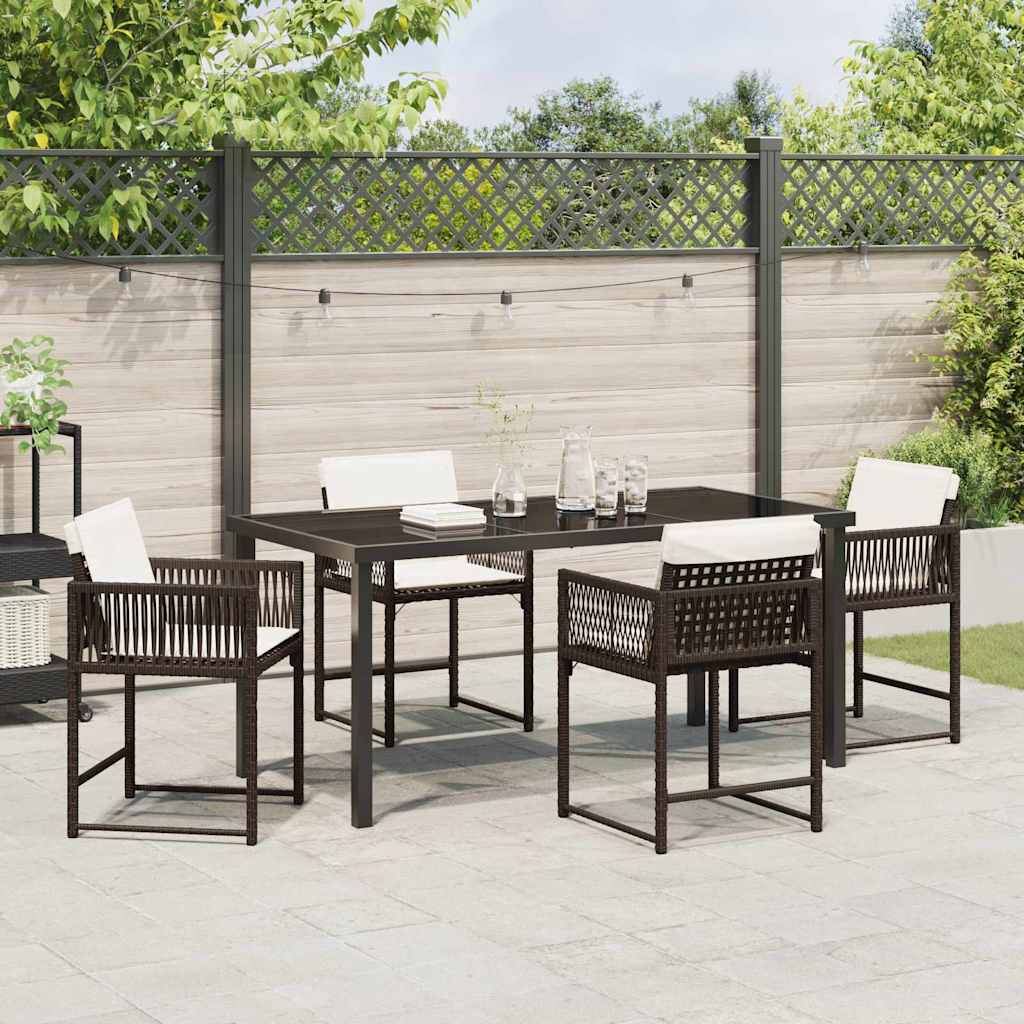 Set da Pranzo per Giardino 5 pcs Marrone polyrattan - homemem39