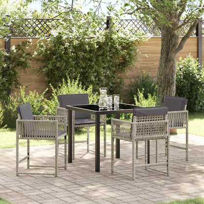 Set da Pranzo per Giardino 5 pcs Grigio chiaro polyrattan | homemem39