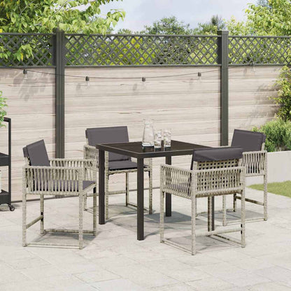 Set da Pranzo per Giardino 5 pcs Grigio chiaro polyrattan | homemem39