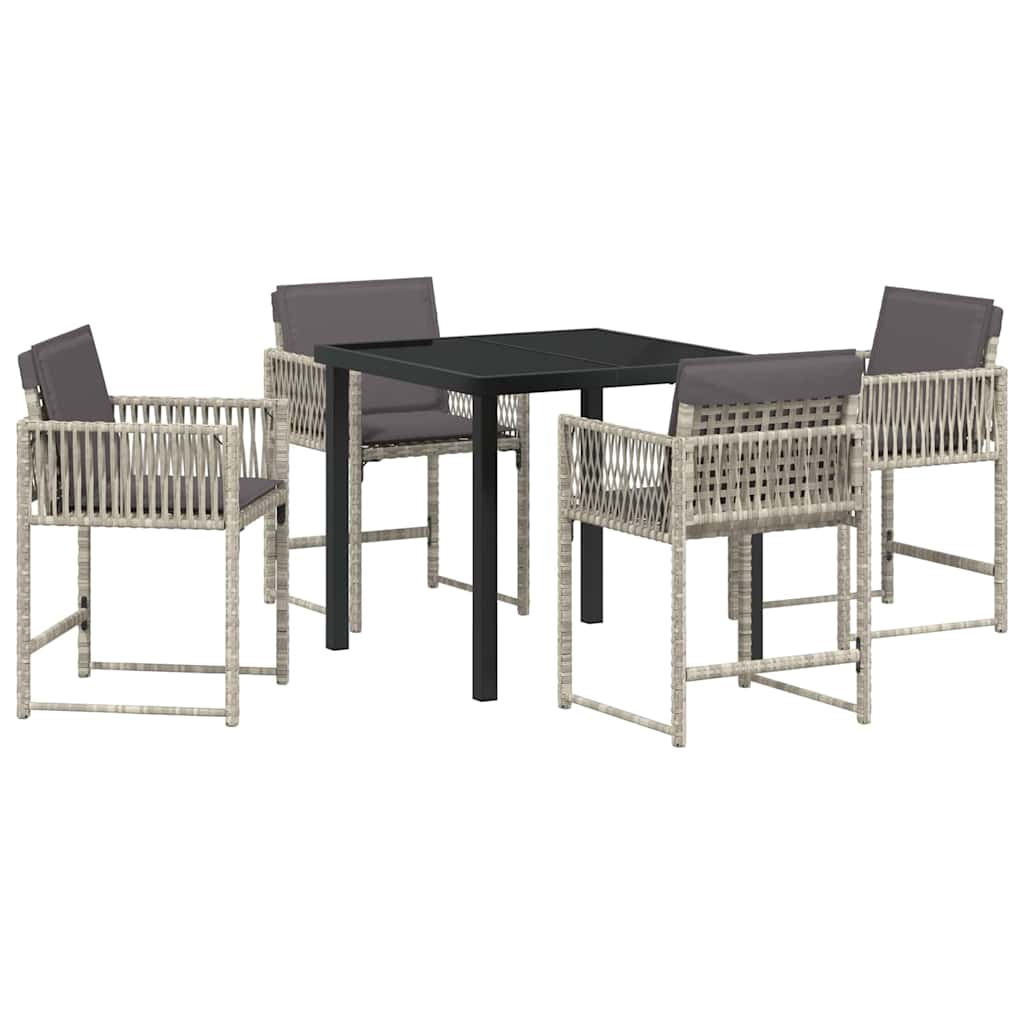 Set da Pranzo per Giardino 5 pcs Grigio chiaro polyrattan | homemem39