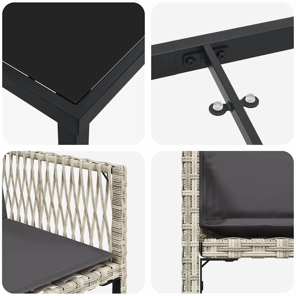 Set da Pranzo per Giardino 5 pcs Grigio chiaro polyrattan | homemem39