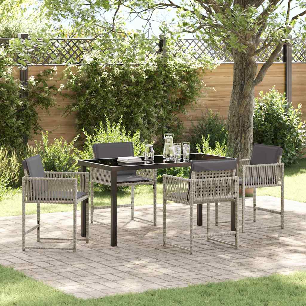 Set da Pranzo per Giardino 5 pcs Grigio chiaro polyrattan | homemem39