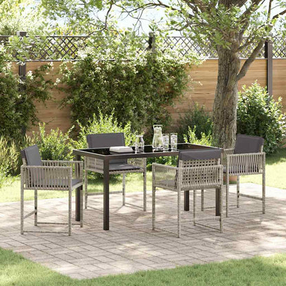 Set da Pranzo per Giardino 5 pcs Grigio chiaro polyrattan | homemem39