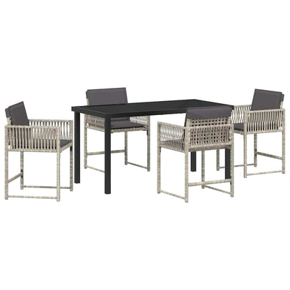 Set da Pranzo per Giardino 5 pcs Grigio chiaro polyrattan | homemem39