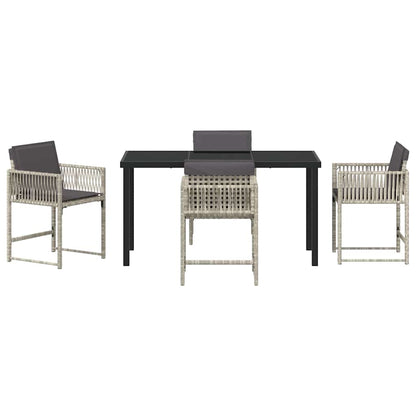 Set da Pranzo per Giardino 5 pcs Grigio chiaro polyrattan | homemem39