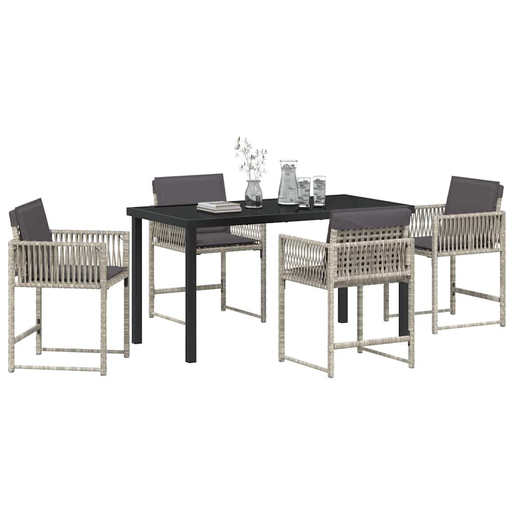 Set da Pranzo per Giardino 5 pcs Grigio chiaro polyrattan | homemem39