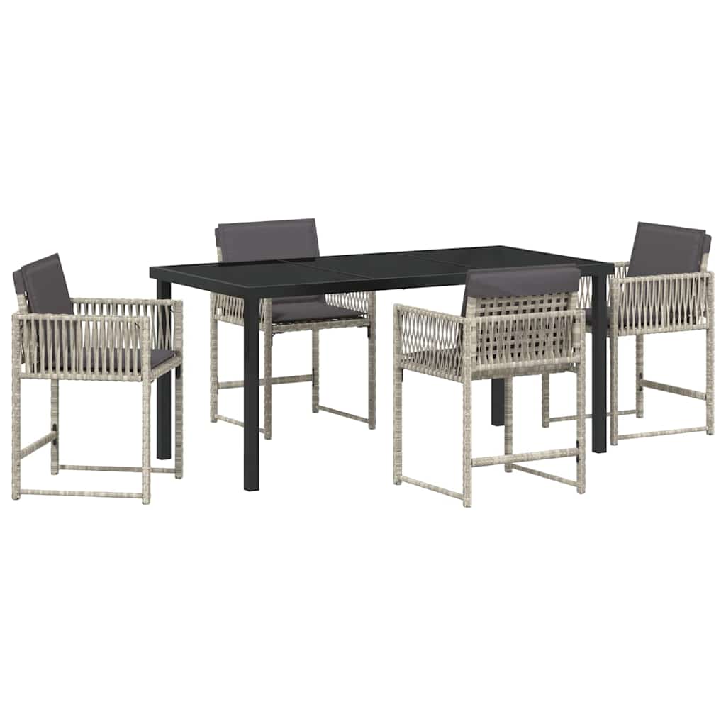 Set da Pranzo per Giardino 5 pcs Grigio chiaro polyrattan | homemem39