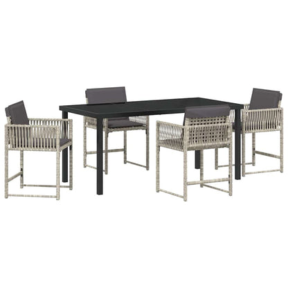 Set da Pranzo per Giardino 5 pcs Grigio chiaro polyrattan | homemem39