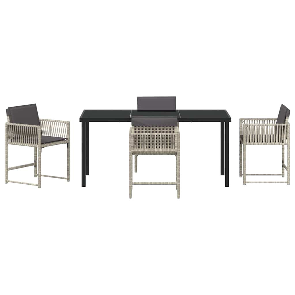 Set da Pranzo per Giardino 5 pcs Grigio chiaro polyrattan | homemem39