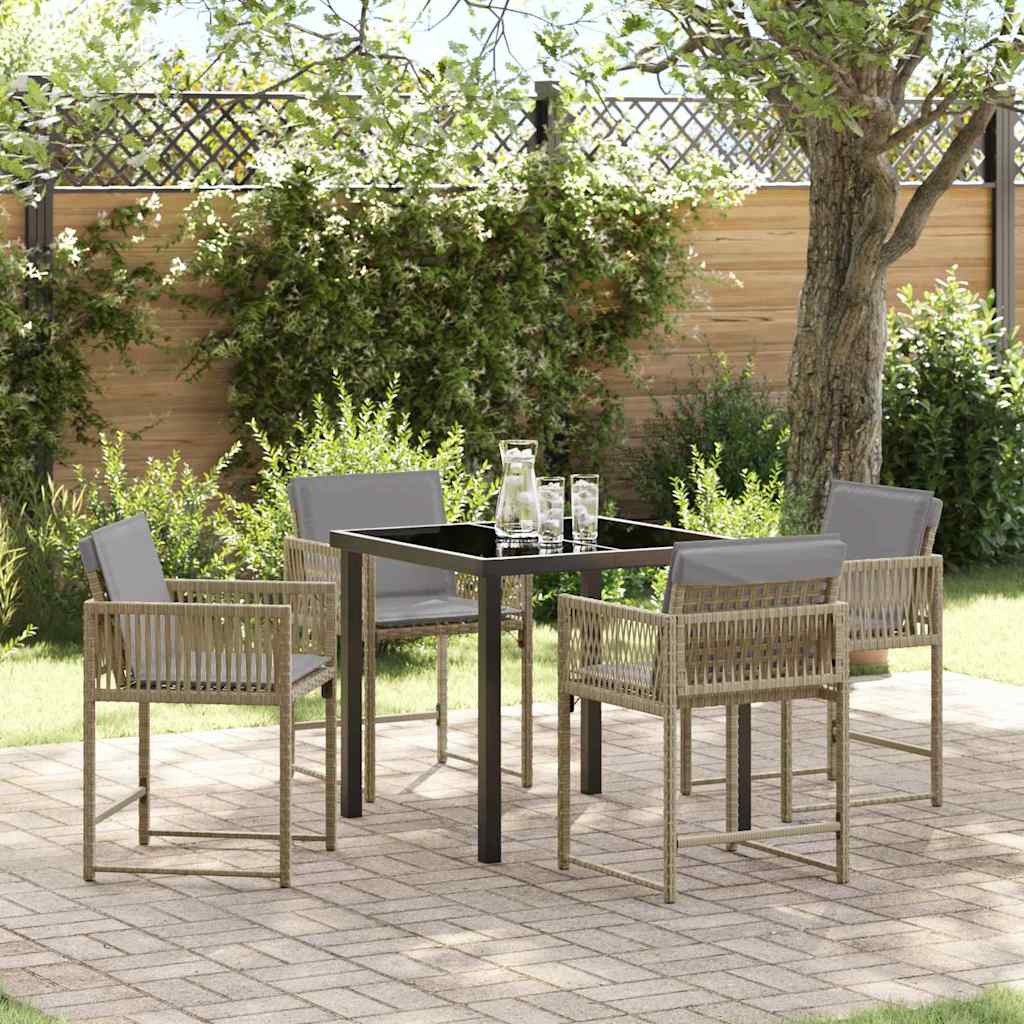 Set da Pranzo per Giardino 5 pcs Beige polyrattan - homemem39