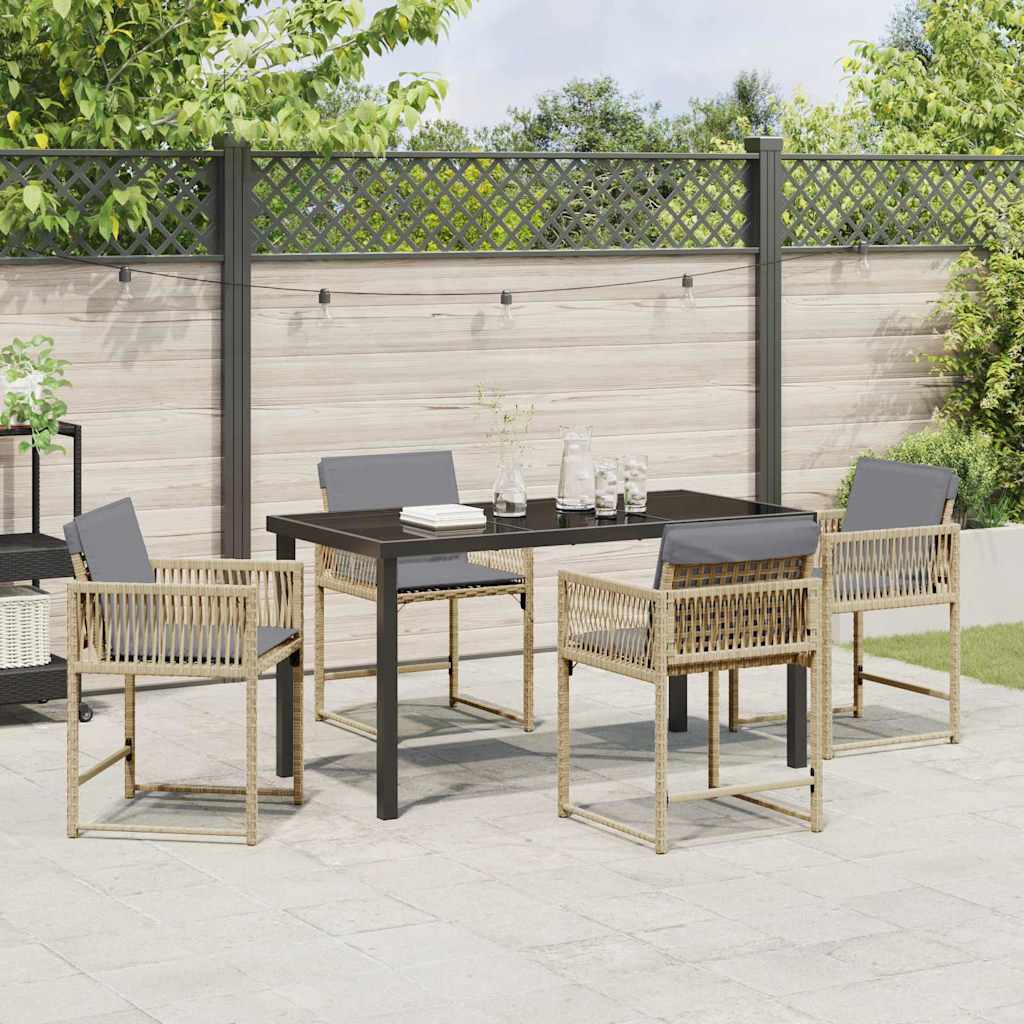 Set da Pranzo per Giardino 5 pcs Beige polyrattan - homemem39