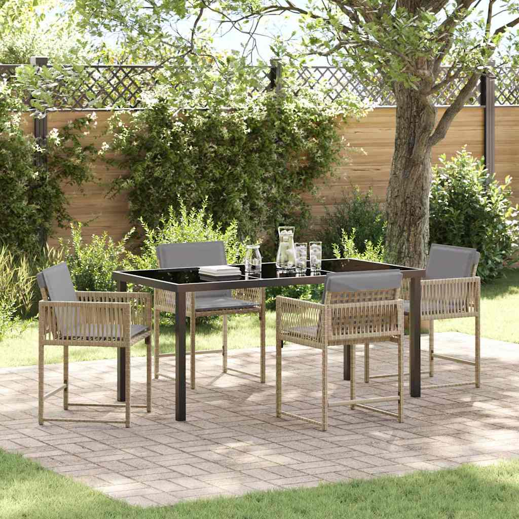 Set da Pranzo per Giardino 5 pcs Beige polyrattan - homemem39