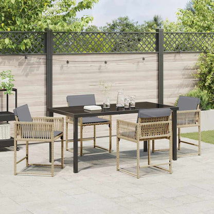 Set da Pranzo per Giardino 5 pcs Beige polyrattan - homemem39
