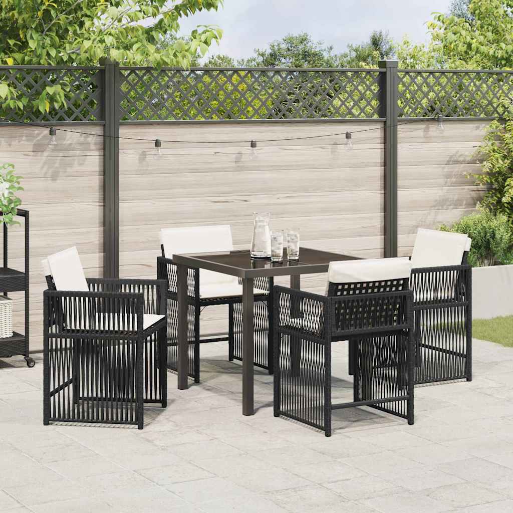 Set da Pranzo per Giardino 5 pcs Nero polyrattan - homemem39