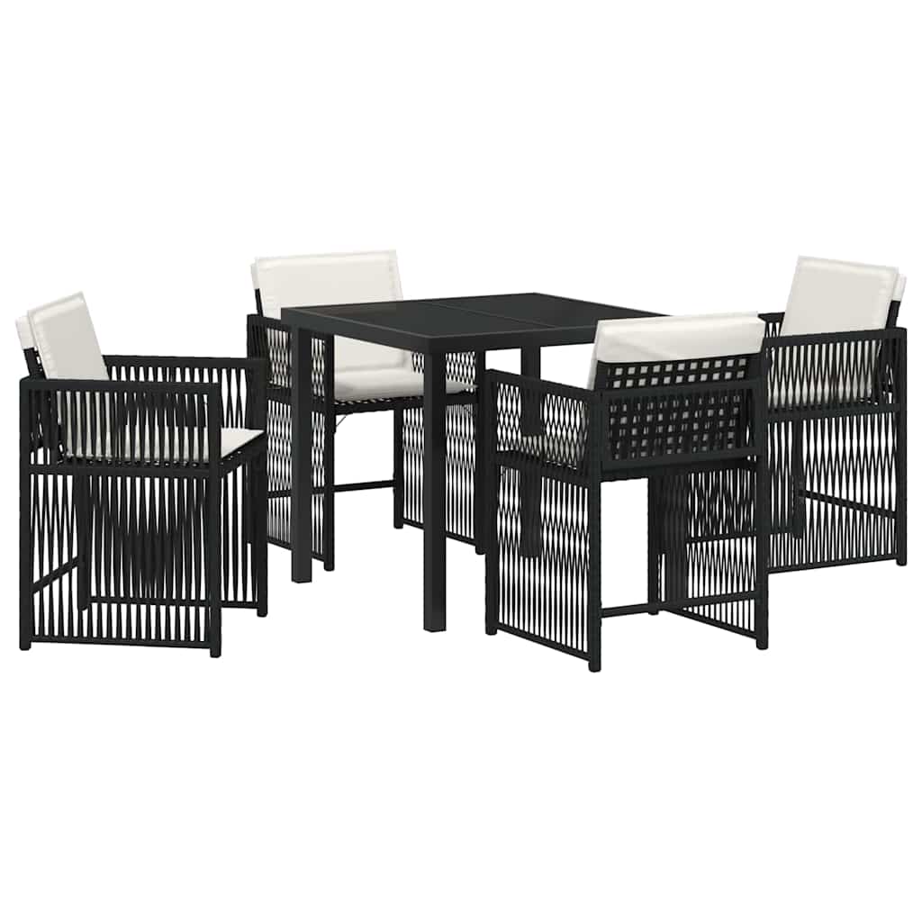 Set da Pranzo per Giardino 5 pcs Nero polyrattan - homemem39