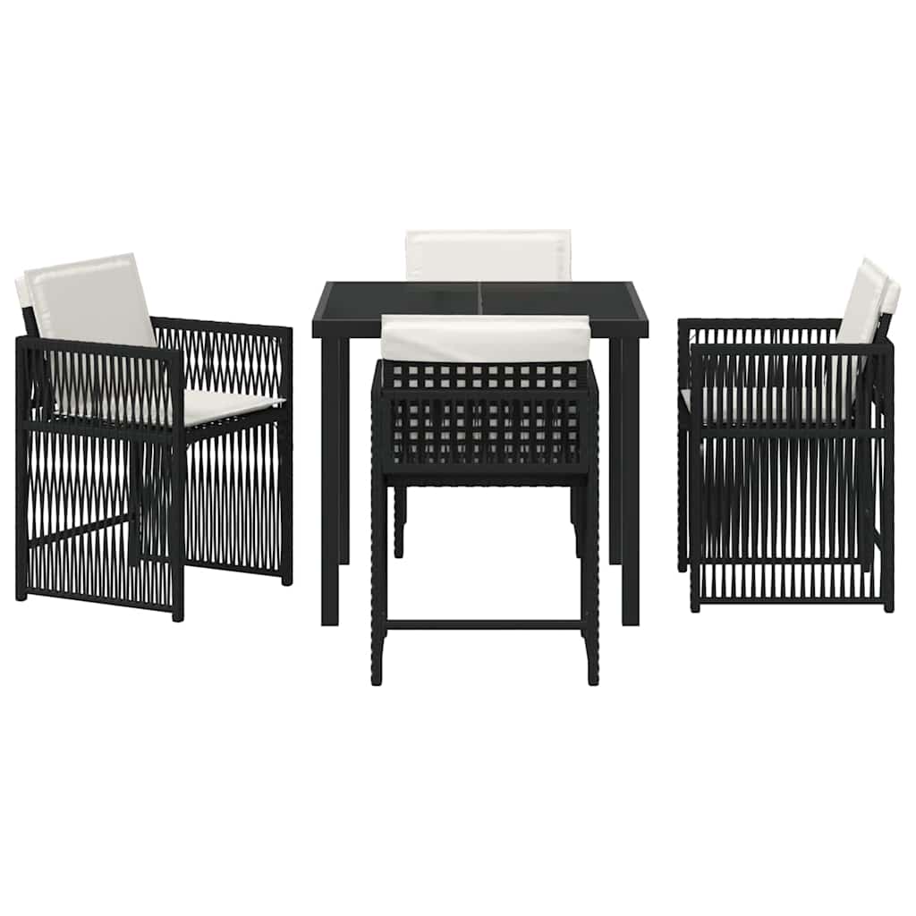 Set da Pranzo per Giardino 5 pcs Nero polyrattan - homemem39