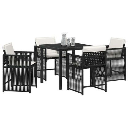 Set da Pranzo per Giardino 5 pcs Nero polyrattan - homemem39