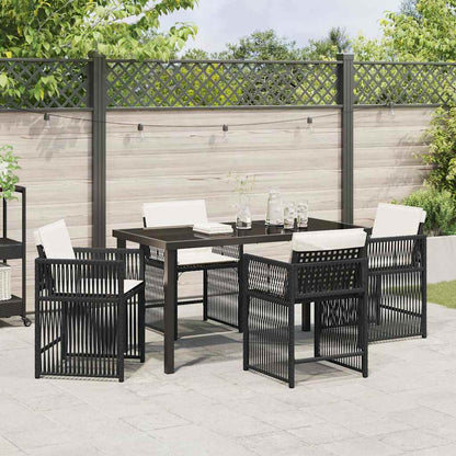 Set da Pranzo per Giardino 5 pcs Nero polyrattan - homemem39