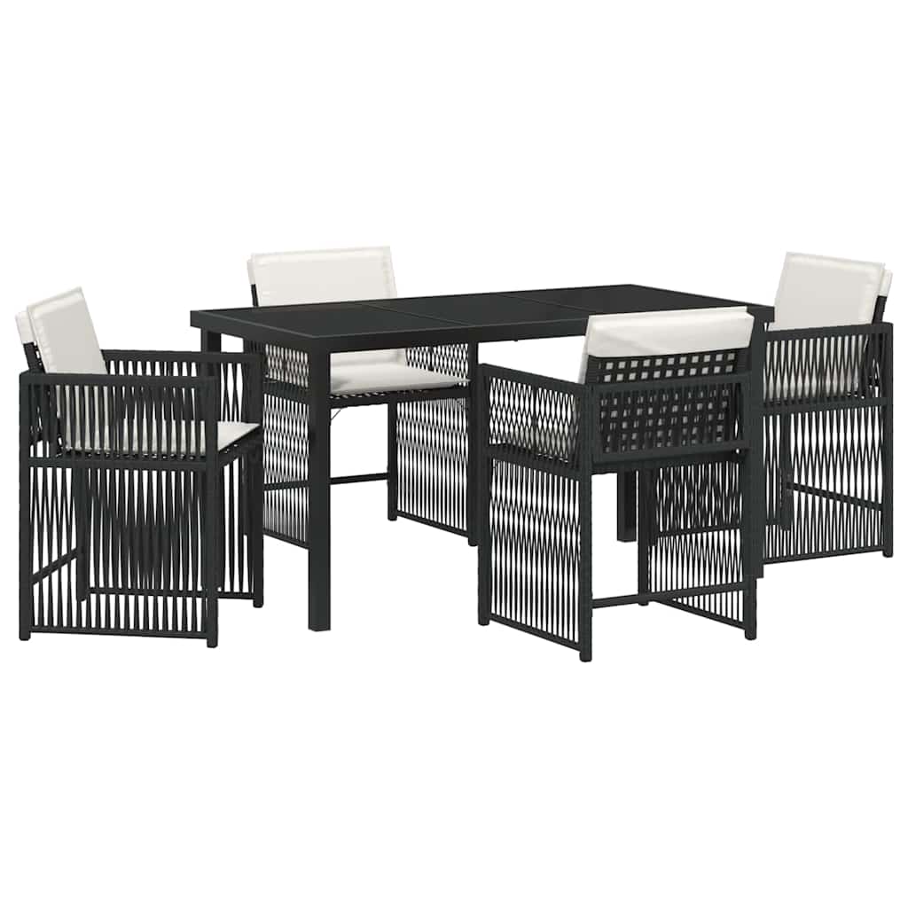 Set da Pranzo per Giardino 5 pcs Nero polyrattan - homemem39