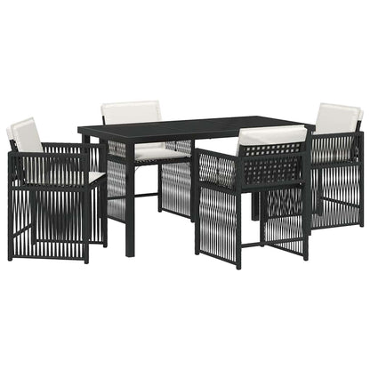 Set da Pranzo per Giardino 5 pcs Nero polyrattan - homemem39