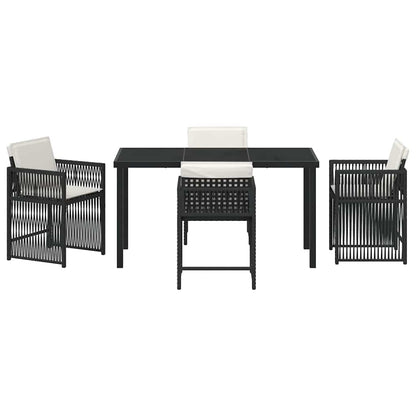 Set da Pranzo per Giardino 5 pcs Nero polyrattan - homemem39