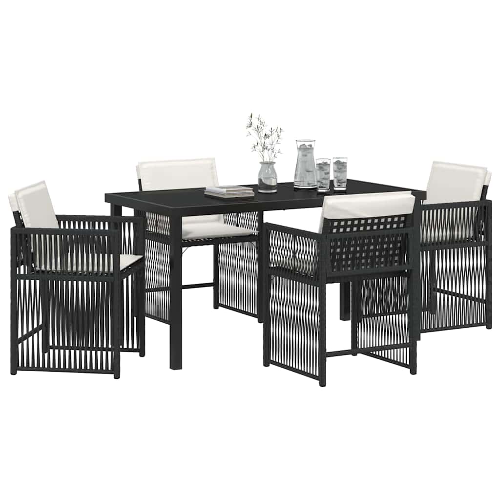 Set da Pranzo per Giardino 5 pcs Nero polyrattan - homemem39