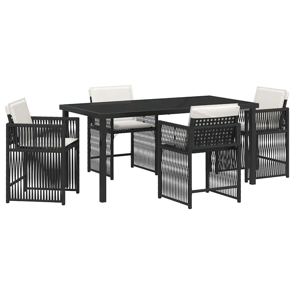Set da Pranzo per Giardino 5 pcs Nero polyrattan - homemem39