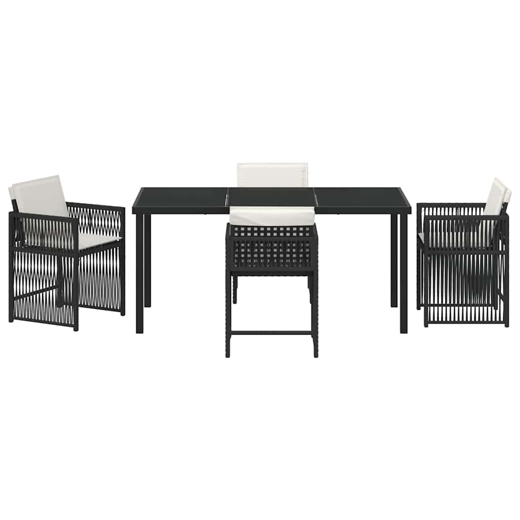 Set da Pranzo per Giardino 5 pcs Nero polyrattan - homemem39