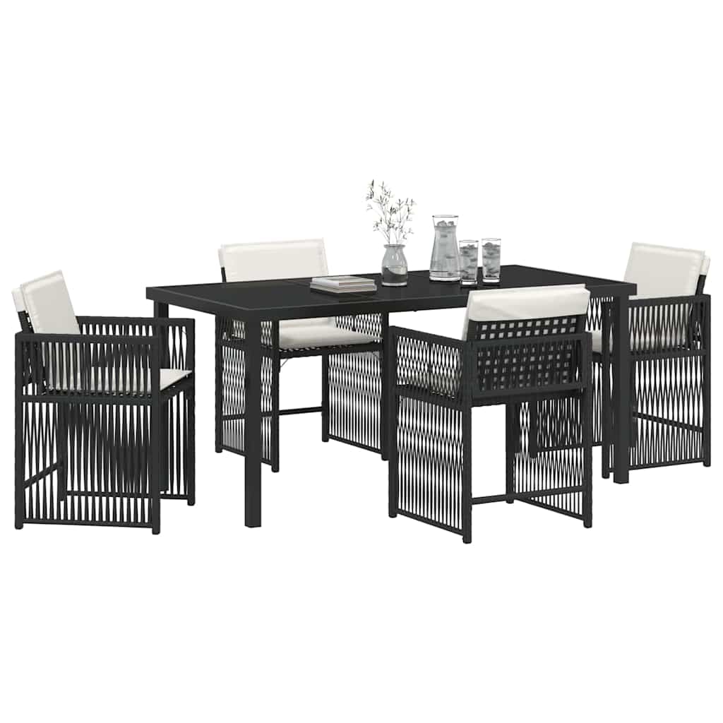 Set da Pranzo per Giardino 5 pcs Nero polyrattan - homemem39