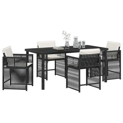 Set da Pranzo per Giardino 5 pcs Nero polyrattan - homemem39