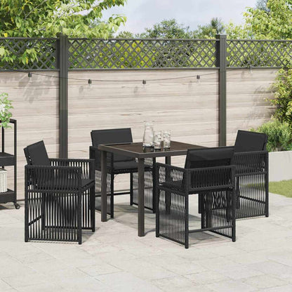 Set da Pranzo per Giardino 5 pcs Nero polyrattan - homemem39