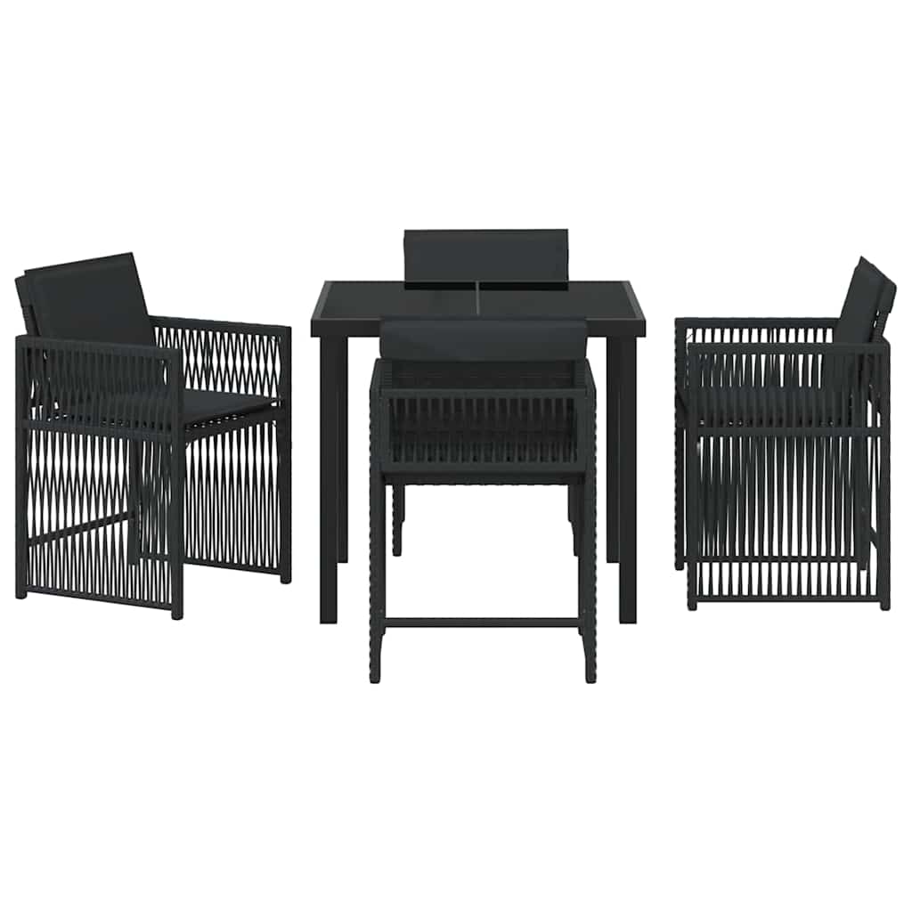 Set da Pranzo per Giardino 5 pcs Nero polyrattan - homemem39