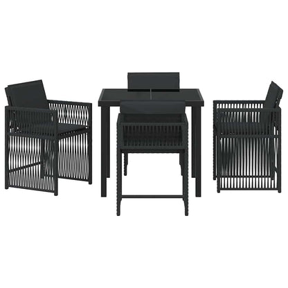Set da Pranzo per Giardino 5 pcs Nero polyrattan - homemem39