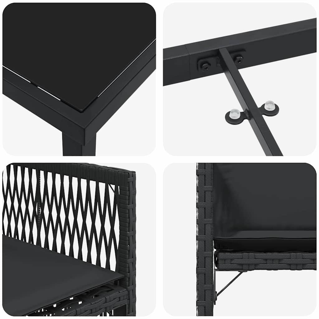 Set da Pranzo per Giardino 5 pcs Nero polyrattan - homemem39