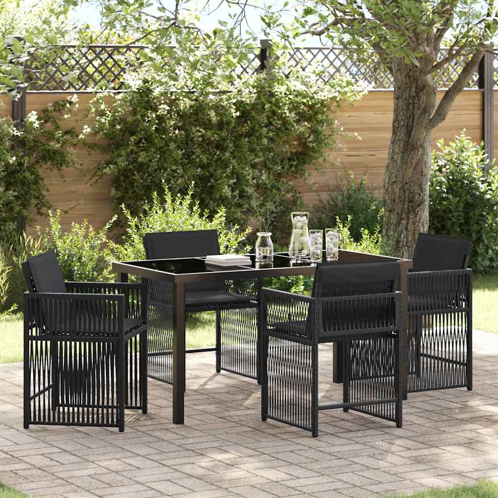 Set da Pranzo per Giardino 5 pcs Nero polyrattan - homemem39