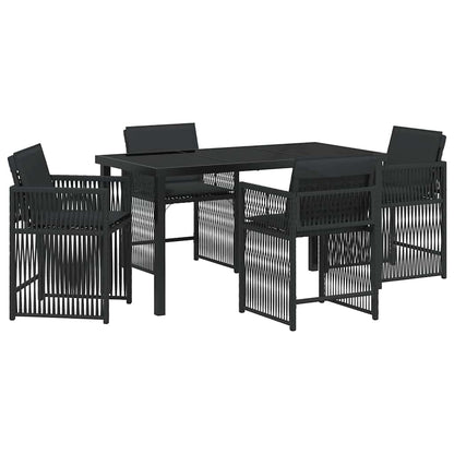 Set da Pranzo per Giardino 5 pcs Nero polyrattan - homemem39