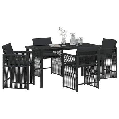 Set da Pranzo per Giardino 5 pcs Nero polyrattan - homemem39