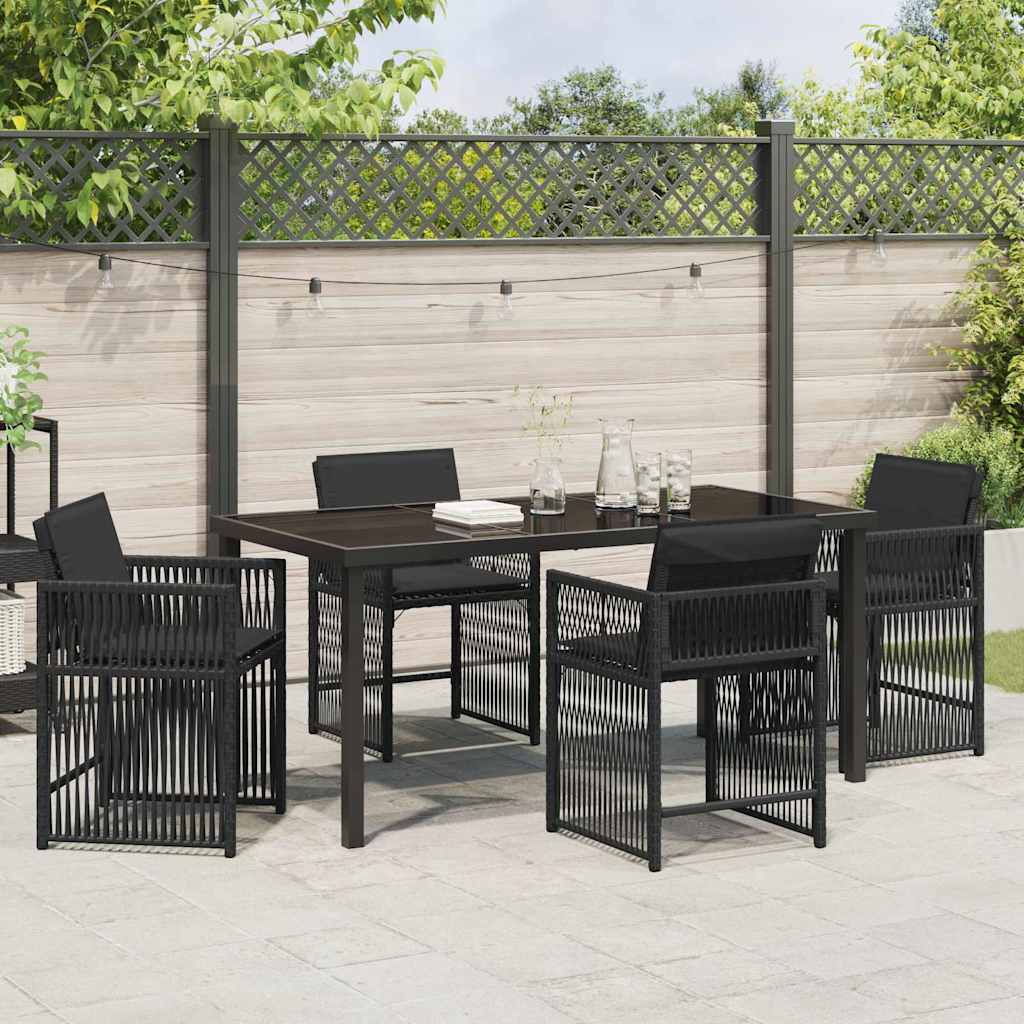 Set da Pranzo per Giardino 5 pcs Nero polyrattan - homemem39