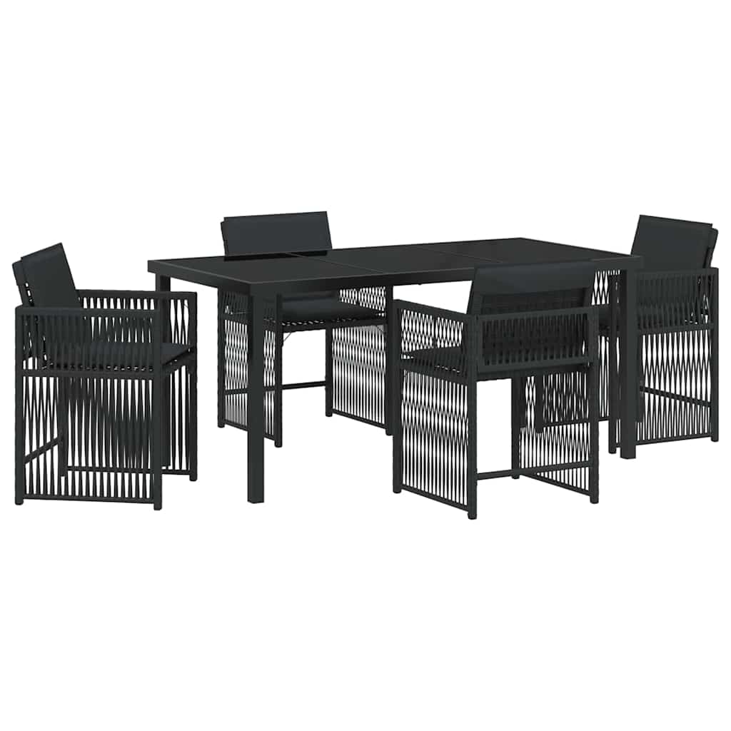 Set da Pranzo per Giardino 5 pcs Nero polyrattan - homemem39