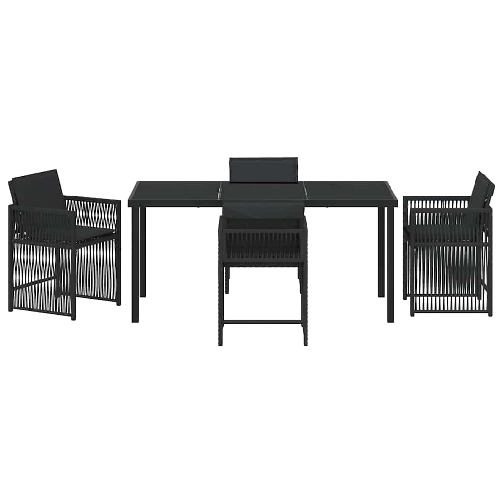 Set da Pranzo per Giardino 5 pcs Nero polyrattan - homemem39