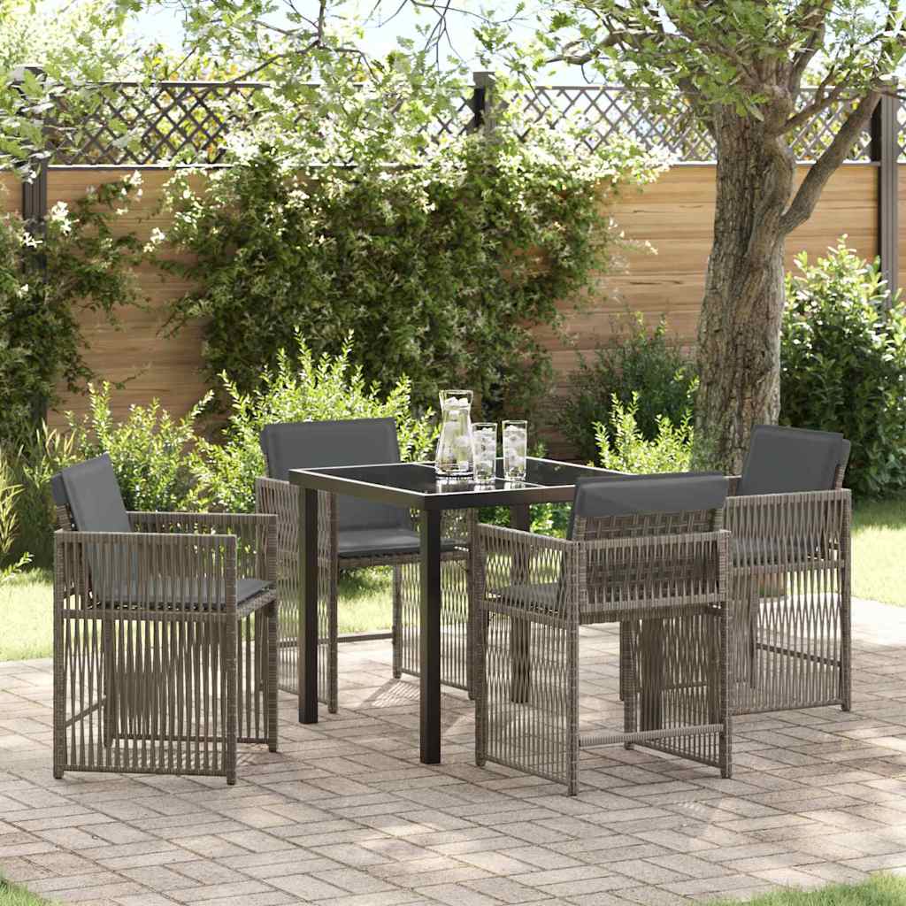 Set da Pranzo per Giardino 5 pcs Grigio polyrattan - homemem39