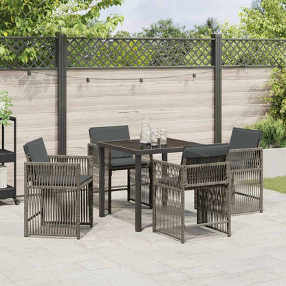 Set da Pranzo per Giardino 5 pcs Grigio polyrattan - homemem39