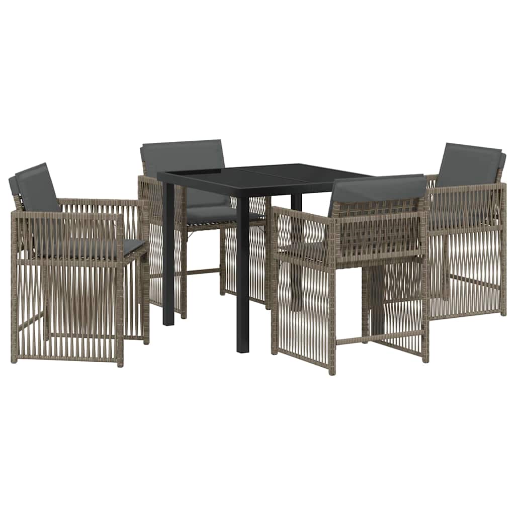 Set da Pranzo per Giardino 5 pcs Grigio polyrattan - homemem39