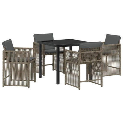 Set da Pranzo per Giardino 5 pcs Grigio polyrattan - homemem39