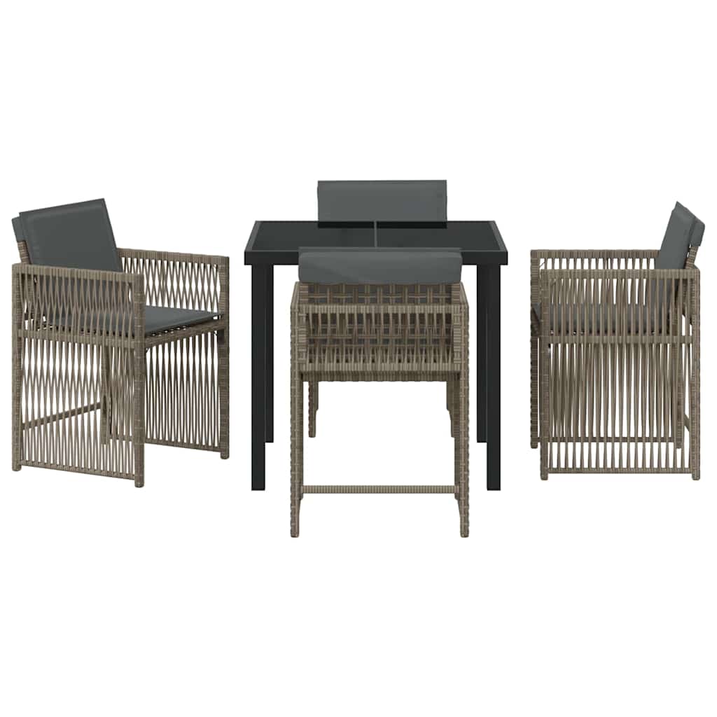 Set da Pranzo per Giardino 5 pcs Grigio polyrattan - homemem39