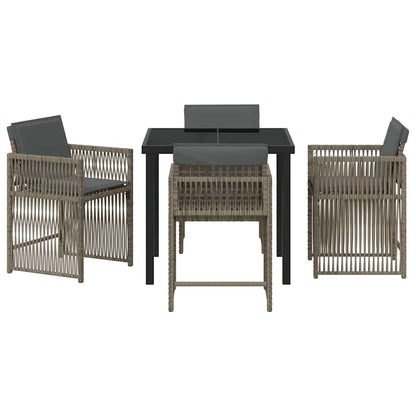 Set da Pranzo per Giardino 5 pcs Grigio polyrattan - homemem39