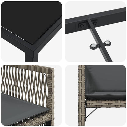 Set da Pranzo per Giardino 5 pcs Grigio polyrattan - homemem39