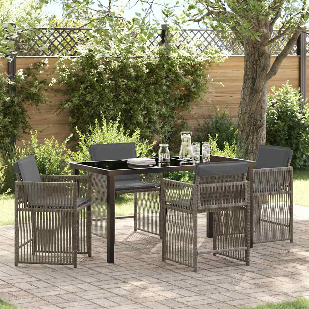 Set da Pranzo per Giardino 5 pcs Grigio polyrattan - homemem39
